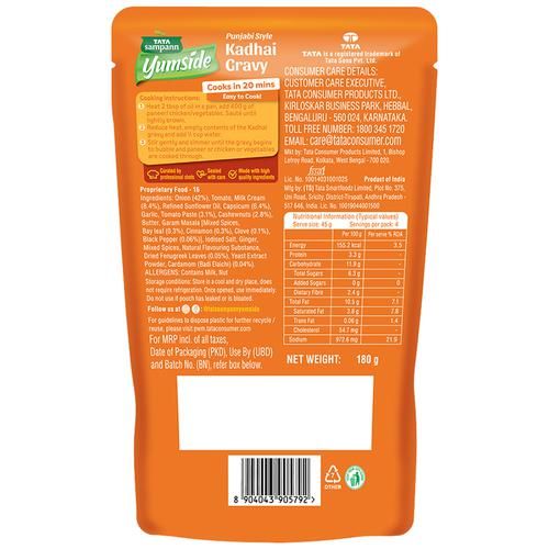 Tata Sampann Yumside Punjabi Style Kadhai Gravy - Ready To Cook, 180 g-2.webp